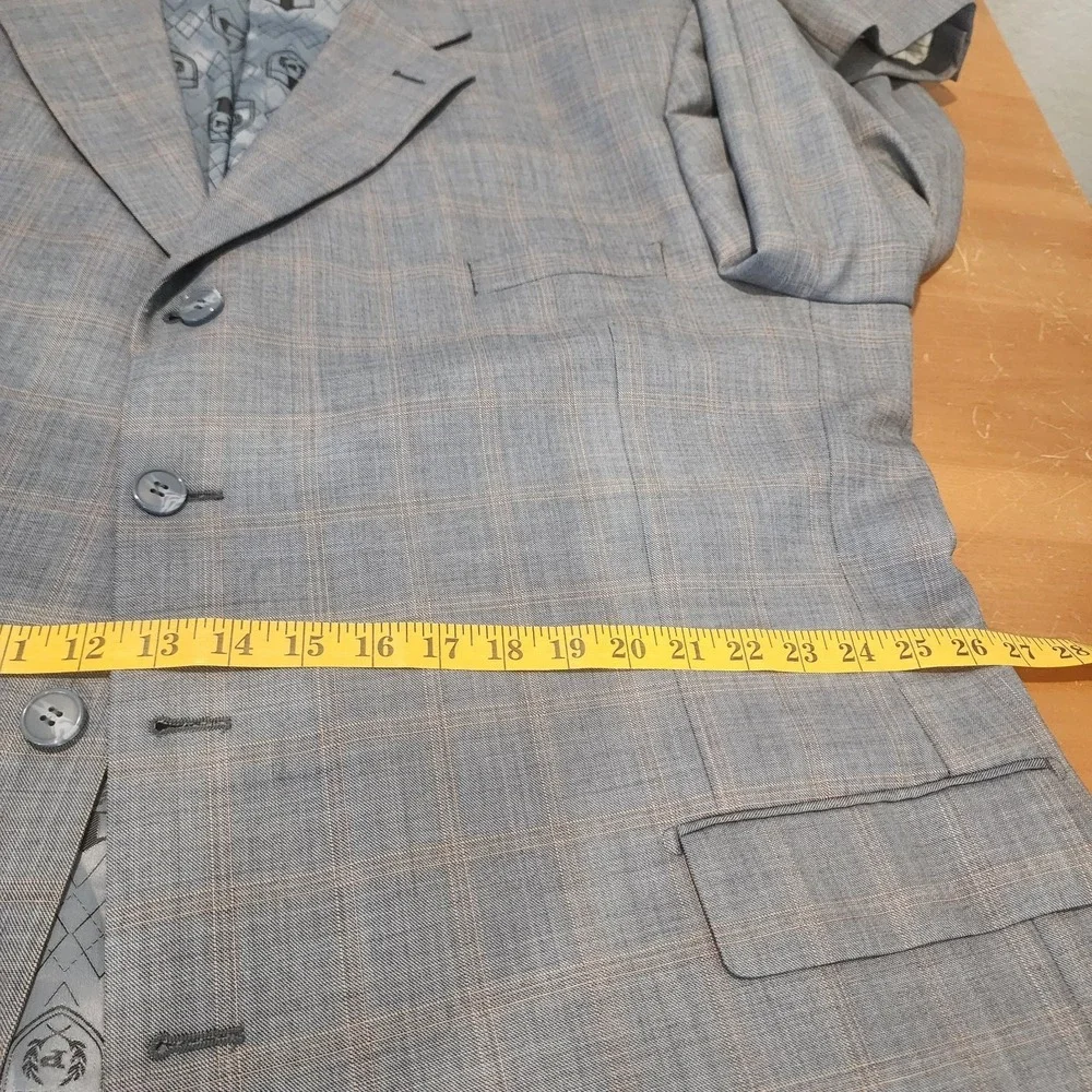 Phat Farm Blazer Sport Coat Mens 52XL Virgin Wool Gray Plaid 4 Button VTG Preppy